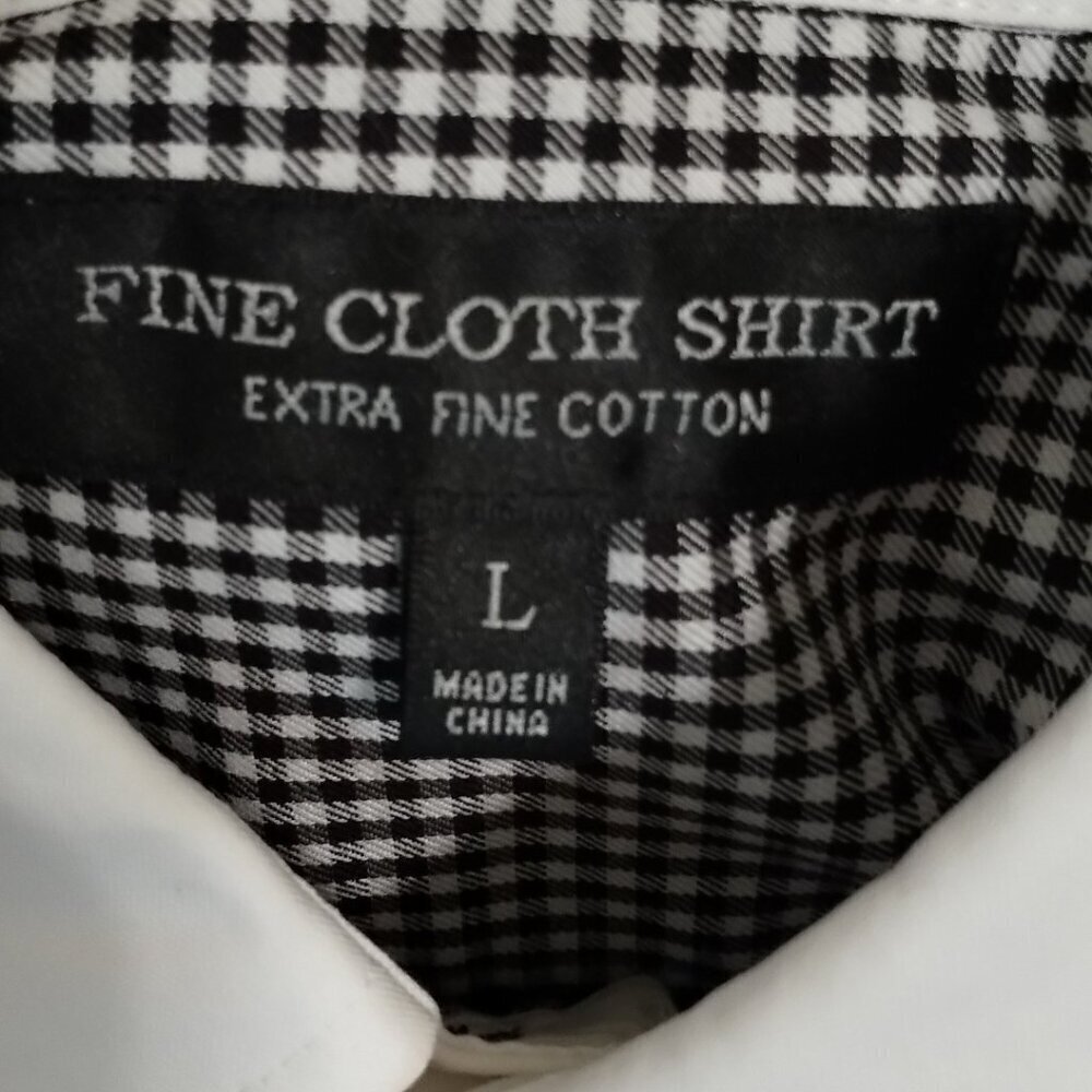 Uniqlo Fine Cloth Gingham Long-Sleeve Men Shirt 100% Cotton Black/White Large - Picture 3 of 11
